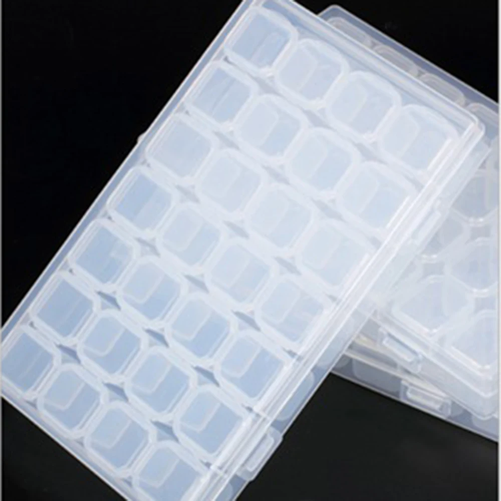 28 Cells Nail Clear Compartments Storage Box Cosmetics Holder Mini Drill Box Empty Storage Container Jewelry Box for Nail Art