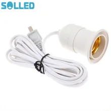 SOLLED E27 круглые светодиодные лампы с Мощность шнур независимых кнопочный переключатель штепсельная вилка американского стандарта E27 винтовой интерфейс держатель лампы