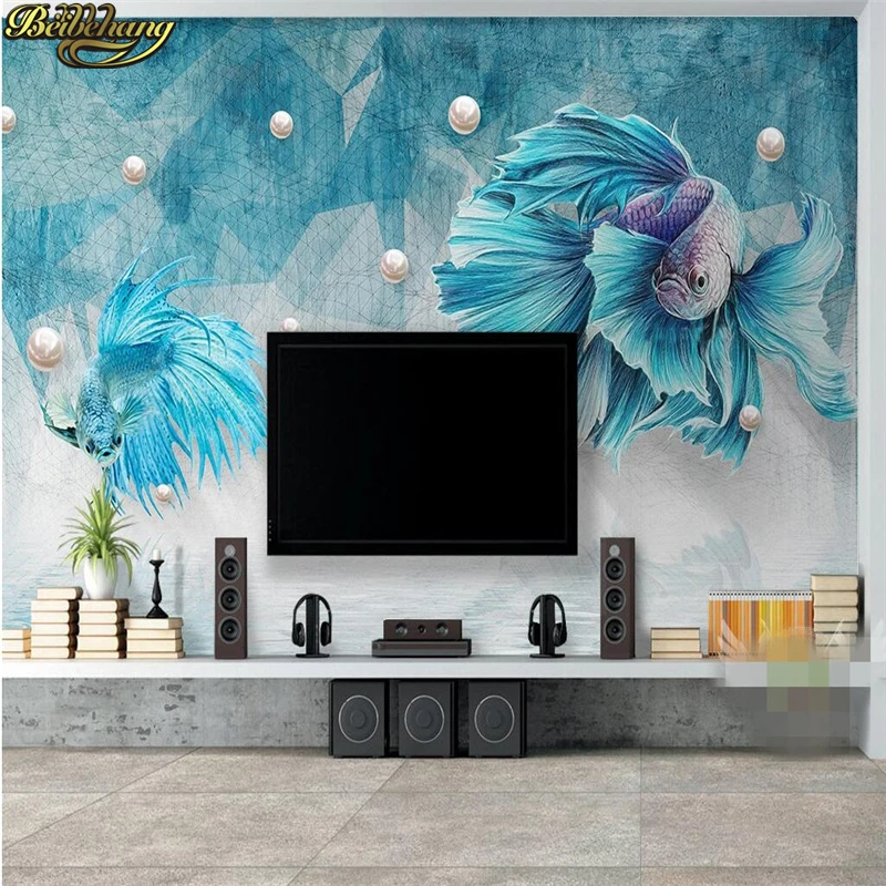 beibehang Dark blue abstract lines peacock jewelry background wall custom photo wallpaper large mural papel de parede