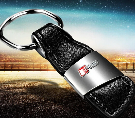 HOT Alloy Leather Keyring font b keychain b font Car Logo RS R Line Rline For
