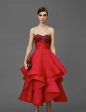 Burgund Tee Länge Cocktailkleid 2017 Kurzer Schatz Tiered Kristall Perlen Pailletten Party Kleider Robe De Cocktail C07
