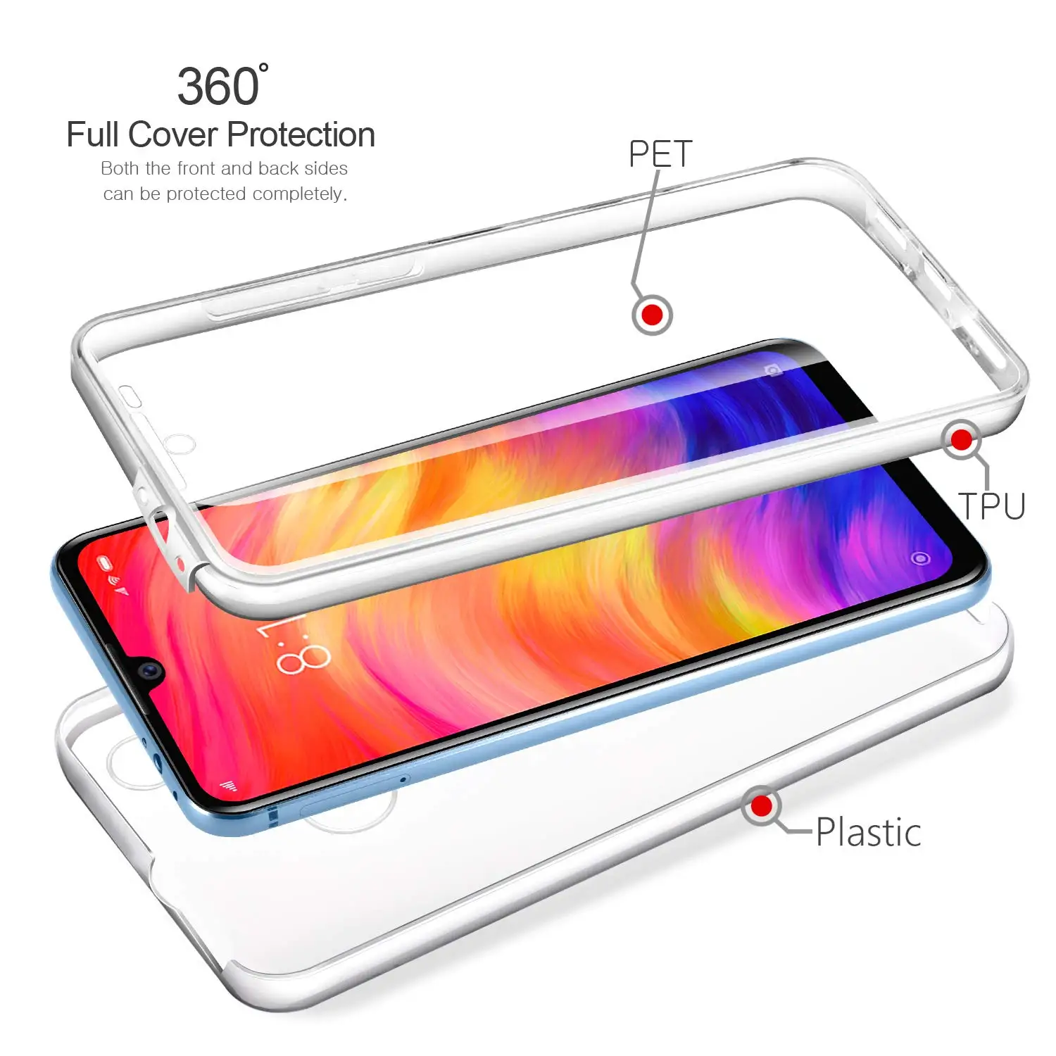 

For Xiaomi Mi9 Mi 9 SE Case 360 Degree Case, Silicone Cover 2 in 1 Hard PC Back + Soft TPU Front Case for Xiao Mi 9 Mi9SE