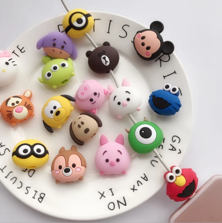 

1pc Big Head Bite Cartoon Animal Cable Protector for Apple iPhone XR XS 7 8 Pin Cord Protective Cover USB Charging Cable Winder