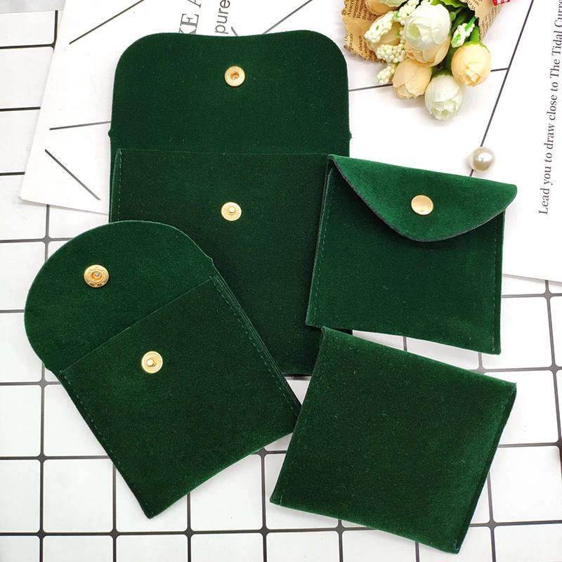 Bolsas de terciopelo para guardar joyas, bolsa de terciopelo para de regalos, con cierre a presión, almacenamiento de joyas a prueba de polvo, color verde|Envase y exposición de joyería| - AliExpress