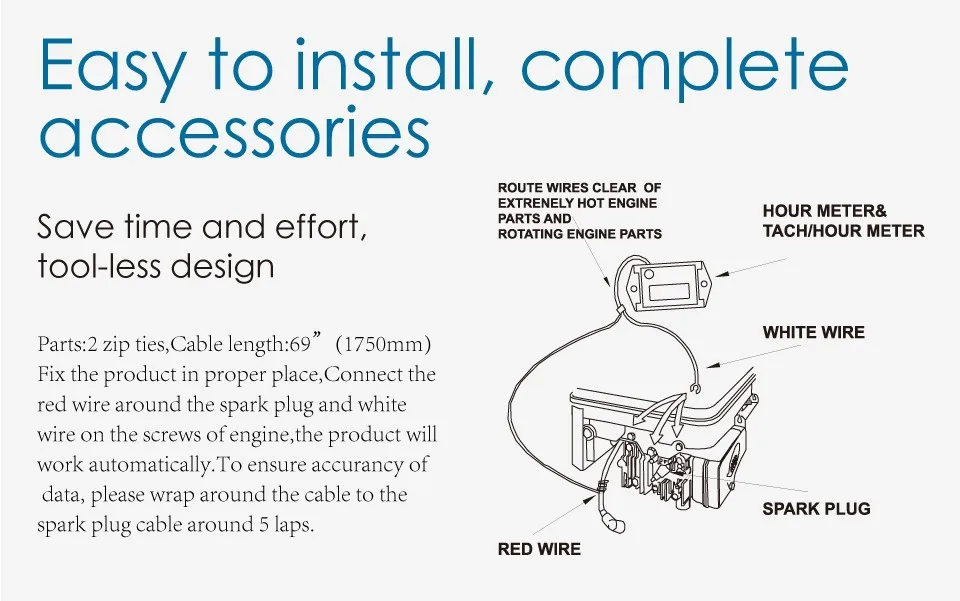 Индуктивный Tach счетчика для бензинового двигателя мотоцикла морской снегоход гидроцикл цепная пила Моторная Лодка ATV Ван