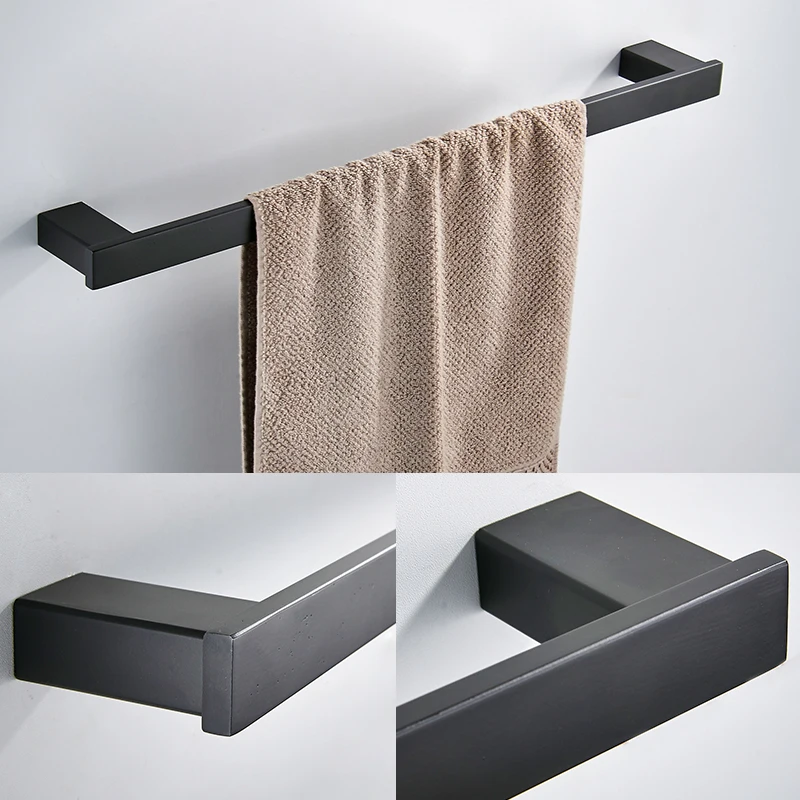 matte black Paper Holders Euro style Bathroom Accessories Stainless Steel Bath Hardware Set Bathroom fitting Towel ring Towel ring112