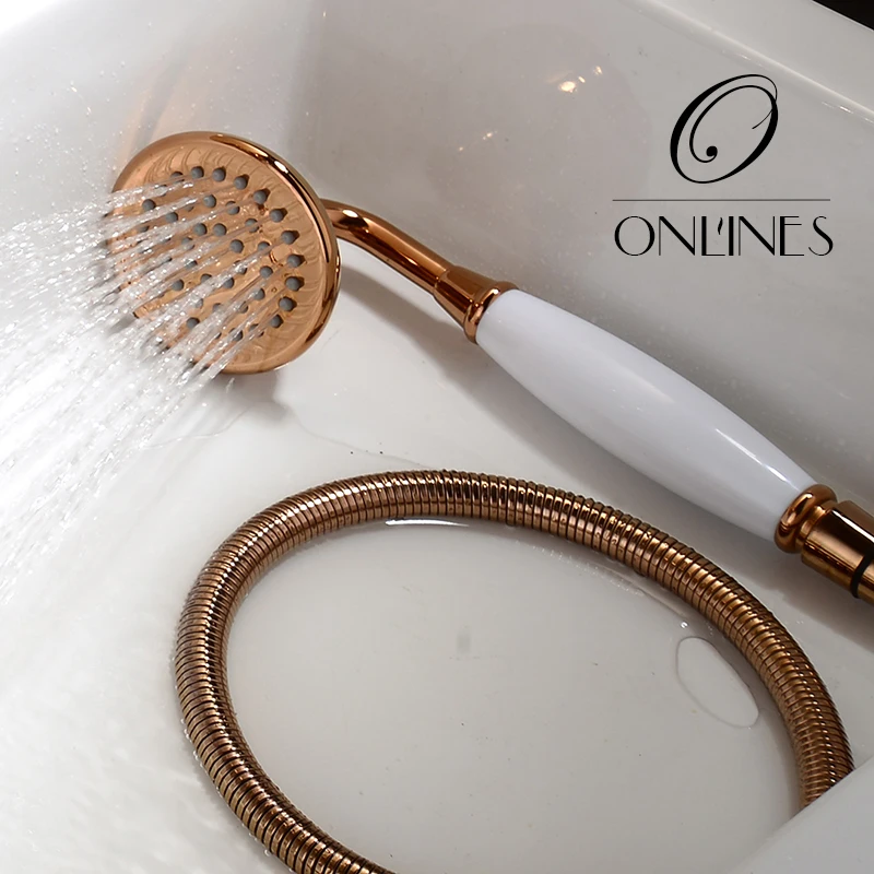 German online European antique full copper rose gold bathtub faucet hot and cold shower faucet