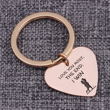 

Love Jewelry Engraved Keychain Love You Most The End I Win Heart Keychain Couples Lovers Pendant Keyrings Bag Charm Key Tag