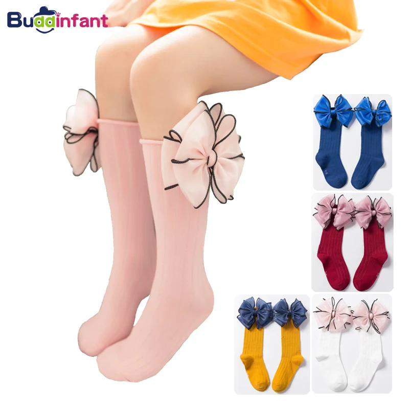 Ribbon Bow Girls Baby Toddlers Kids Children Knee High School Socks 1y-8y