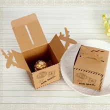 20Pcs/lot Candy Box With 3D Airplane Kraft Paper Baby Shower Party Favor Pack Topper Brown Foldable DIY Vintage Decoration