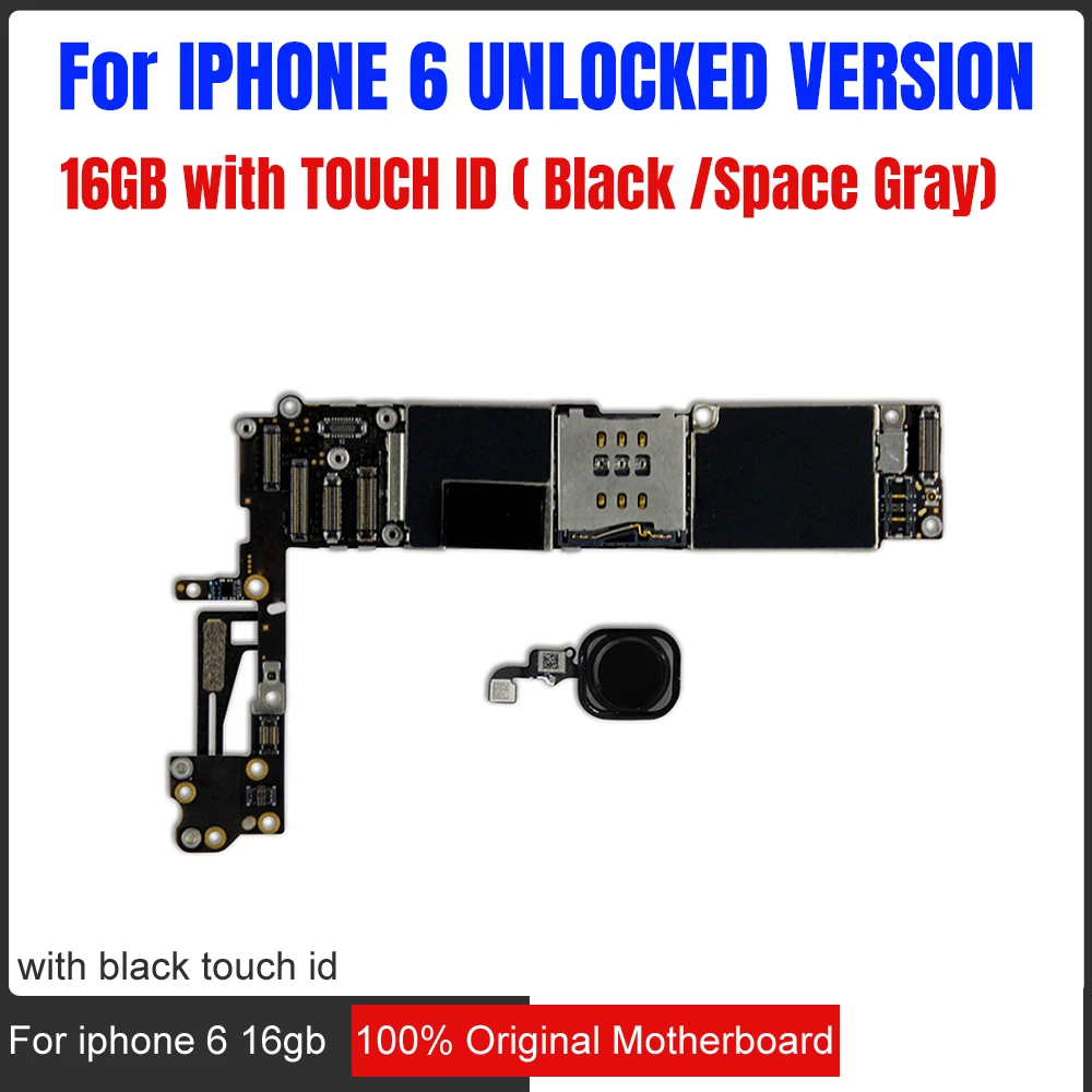 

16gb Original unlocked for iphone 6 Motherboard for iphonbe 6 Logic boards, without / with Touch ID /White / Gold / Black/