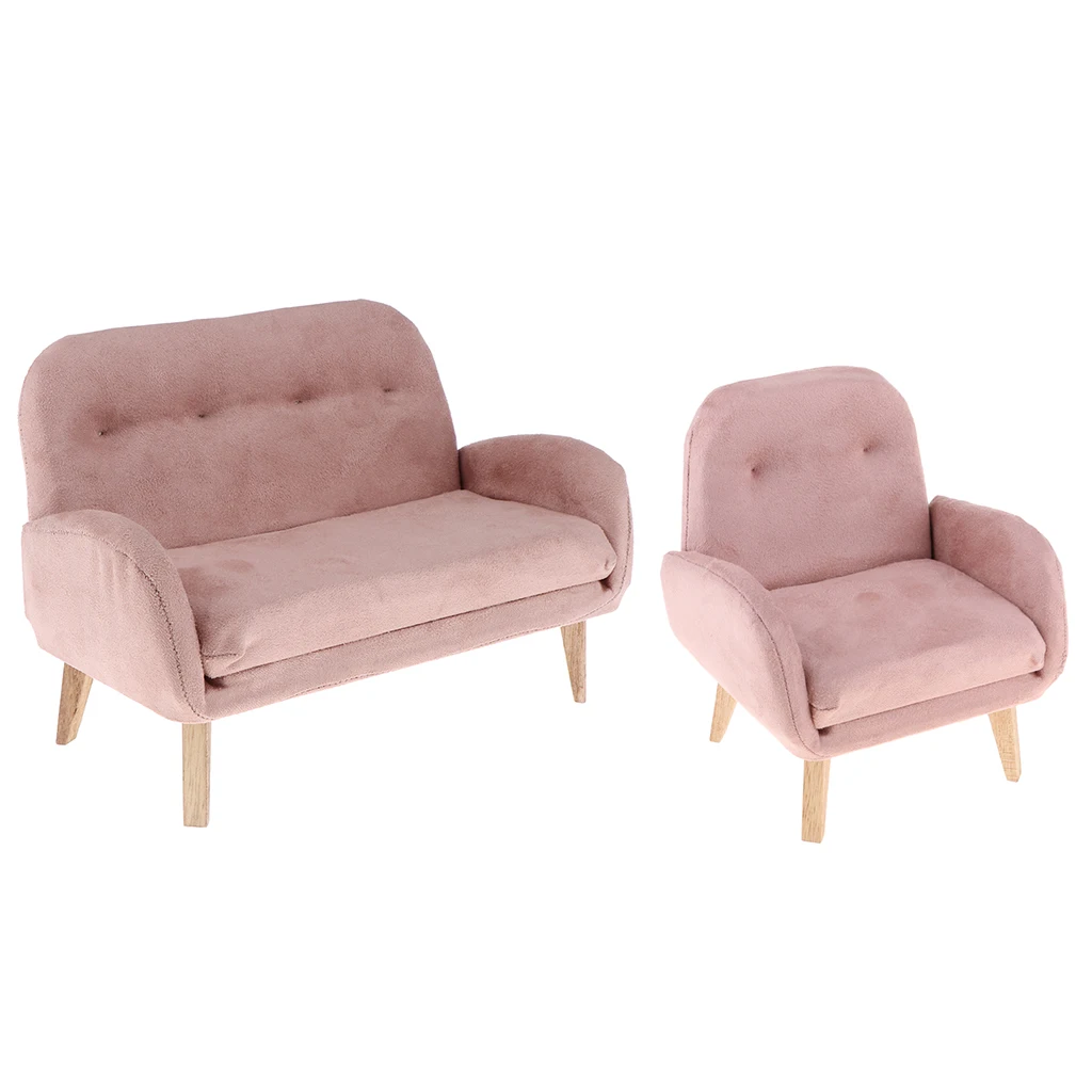 MagiDeal Miniature 1/6 Single and Double Sofa Couch Set Furniture Action Figure - 12in Dolls House AccessorIes