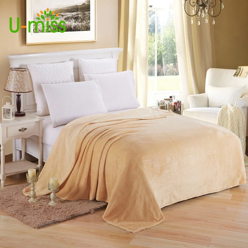 

U-miss Winter Coral Fleece Fabric Blanket Rectangle Soft Air Conditioning 200cmx230cm Blanket Intensification Keep Warm