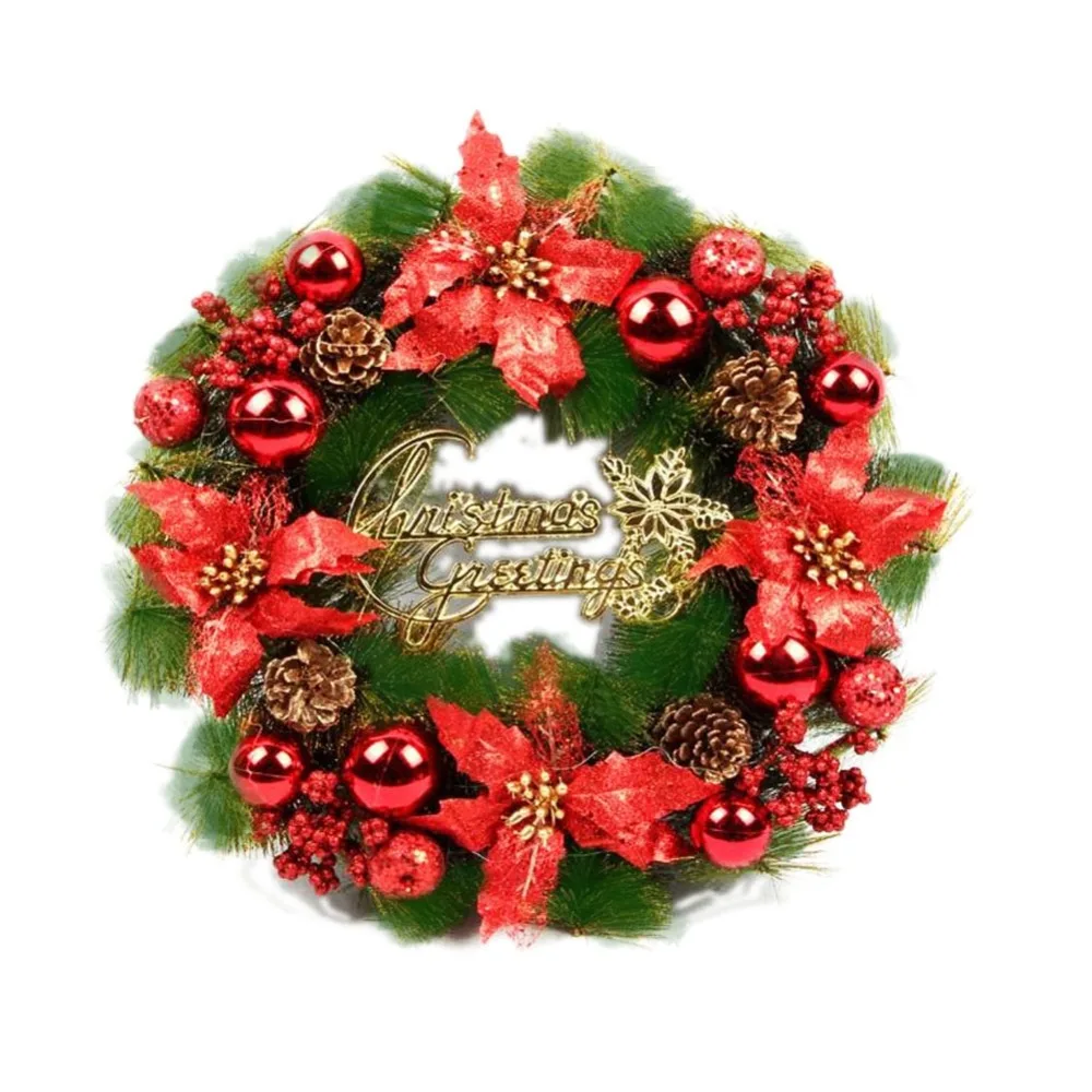 

Christmas Wreath Plastic Decorative Pendant Christmas Tree Creative Ornament High-grade Pine Needle Wreath Home Party Supplies