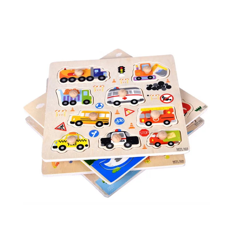 9 Piece Wooden Transportation Puzzle Jigsaw Early Learning Baby Kids Toys wooden toys speelgoed #4j05 (2)