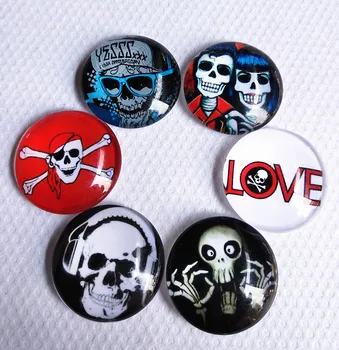 

30pcs/lot (Mixed 6 styles) Skull Red Love Blue Glass cabochons for bracelet nacklace rings