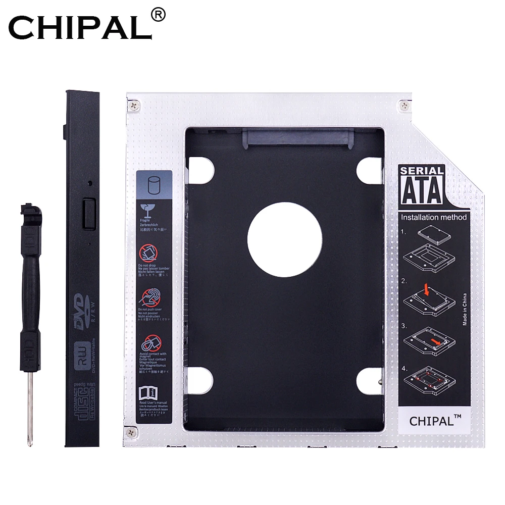 CHIPAL Best 2nd HDD Caddy 12,7 мм SATA 3,0 Светодиодный индикатор для 2,5 дюймов SSD чехол Корпус жесткого диска для ноутбука DVD-ROM CD-ROM