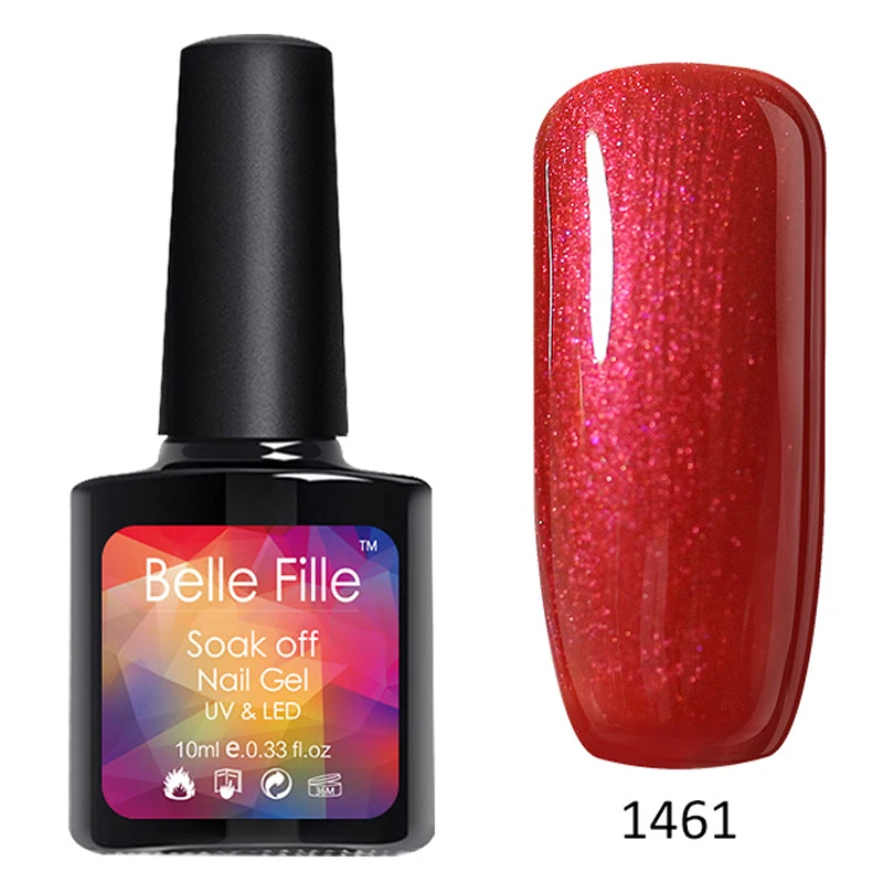 BELLE FILLE Bling УФ Гель лак 10 мл Soak Off Gel Nail Polish гель ногтей Полупостоянный 1461|Гель для