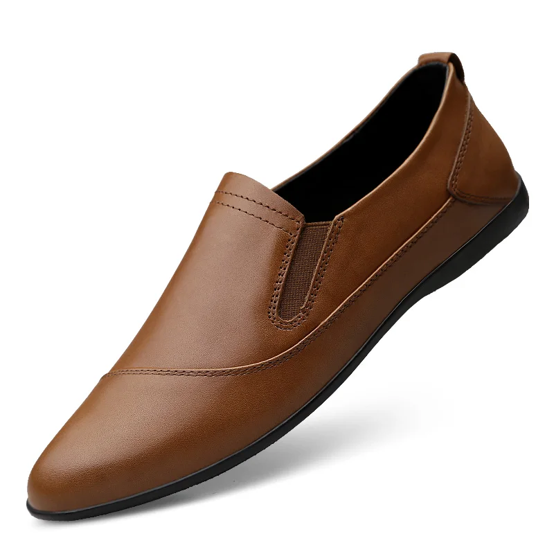 

Mens Loafers Walking Shoes 2019 New Fashion Man Genuine Leather Shoes Flats Brown Black Male Driving Boat Sneakers Comfortable
