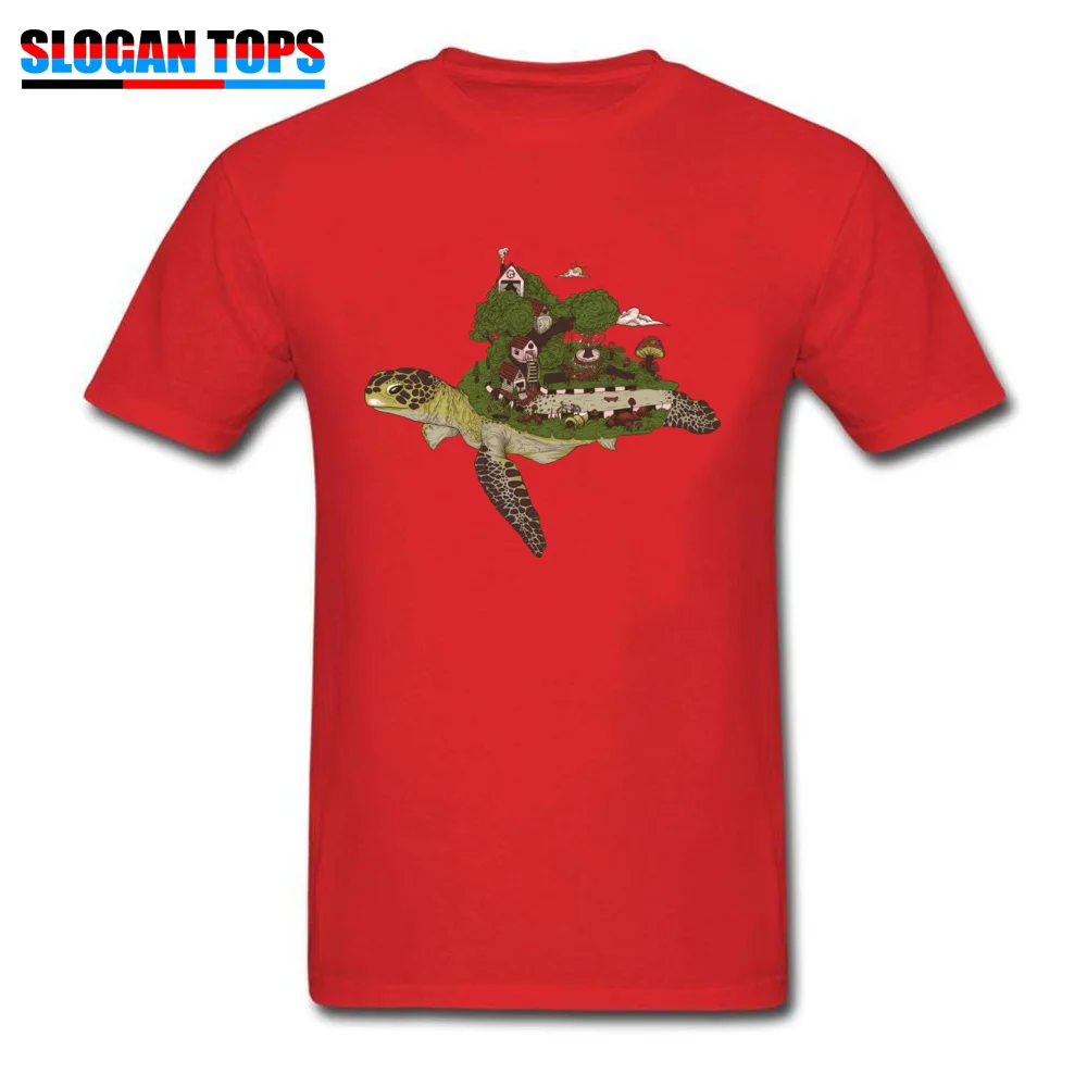Comics Turtle island Mens T-shirts Newest Father Day Short Sleeve O-Neck 100% Cotton Tops Shirts Custom T Shirt Turtle island red