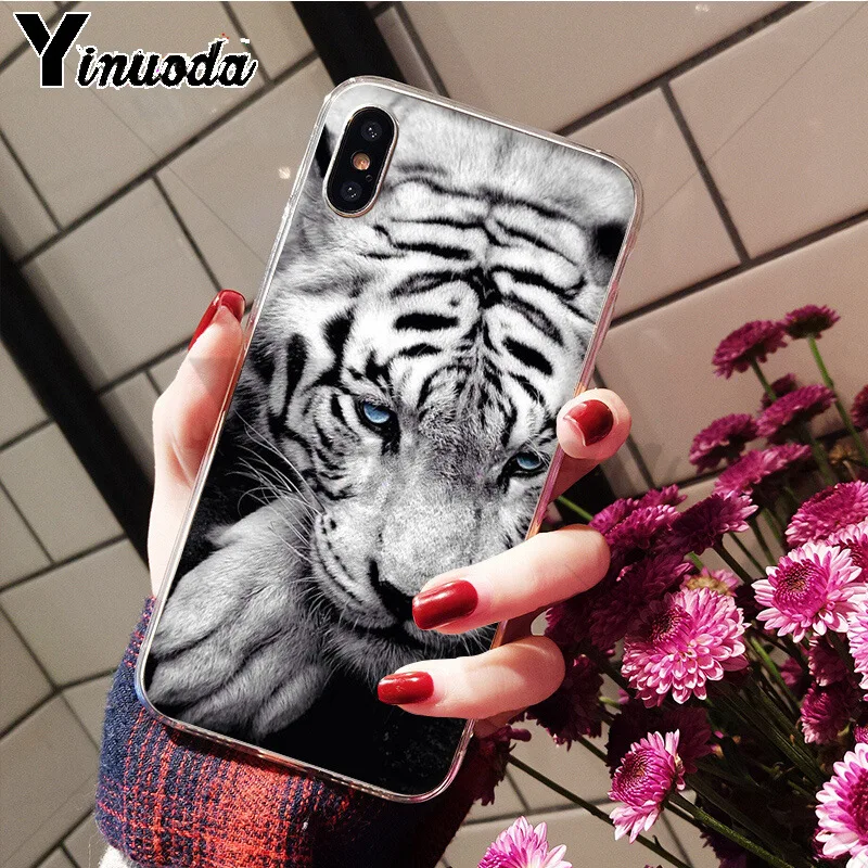 Мягкий силиконовый чехол Yinuoda из ТПУ с изображением животных тигра для iPhone 8 7 6 6S