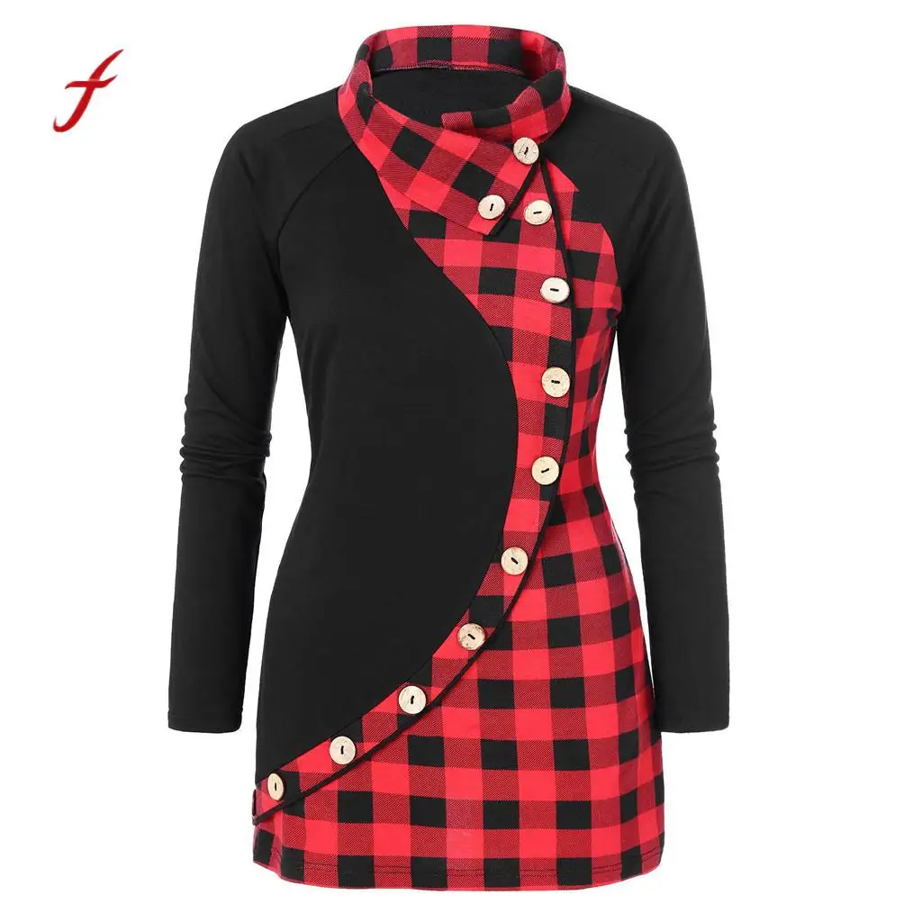 

womens tops and blouses Long Sleeve Spring Autumn Plaid Print Button Shirt women blouses plus size feminin roupa feminina
