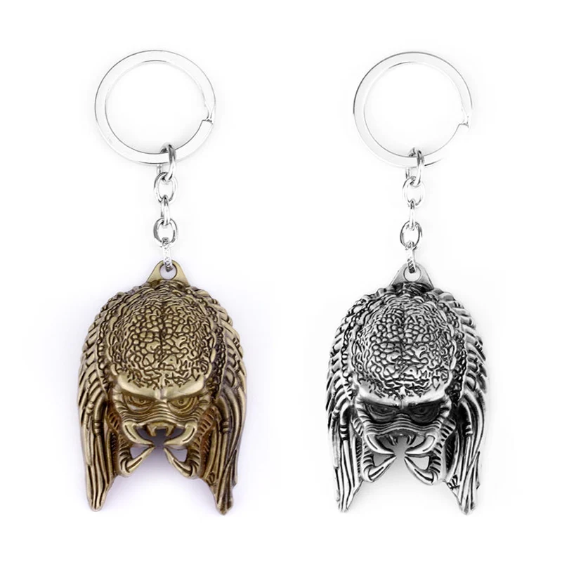 

New punk style movie Alien Predator Keychain Predator Mask 3D simulation Alloy Mask Metal Key Rings For Women&Men drop shipping