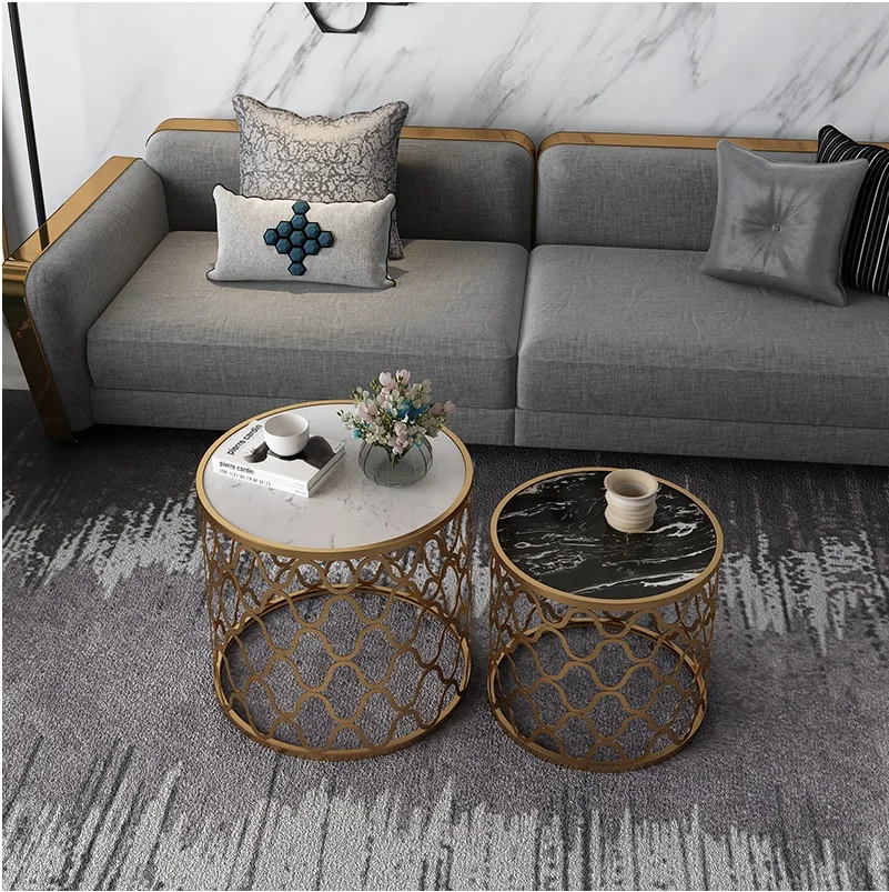 Round Marble Small Nest Coffee Tables 2pcs PACK 60cm(23\