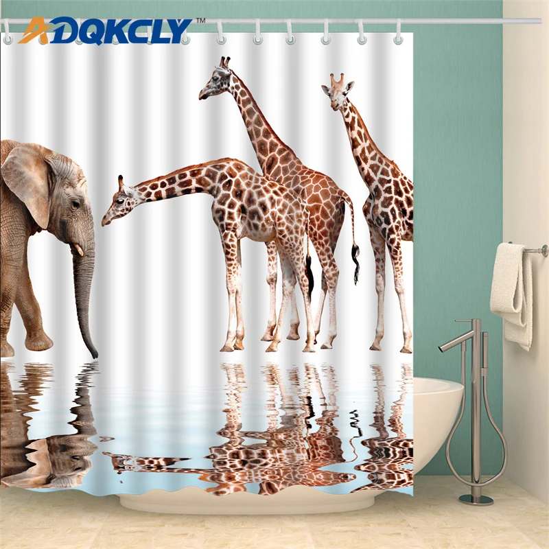 ADQKCLY 3D Animal Pattern Shower Curtain High Quality Polyester Printed