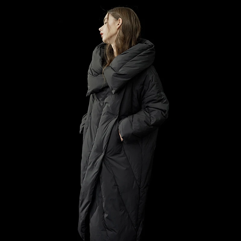 Линетт шинуизери зимний дизайн женский короткий ультра свободный X-long с капюшоном 90% белый утиный пух пальто куртки верхняя одежда
