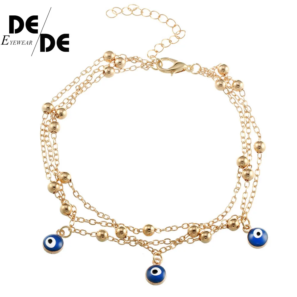 

New Bohemian Anklets For Women Turkish Blue Eyes Pendant Foot Bracelet Beads Chain Beach Anklet halhal ayak zinciri cavigliera