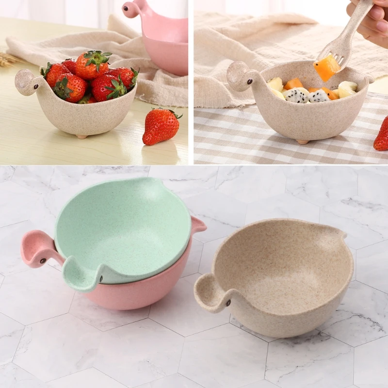 

Food Container Dinner Plate Anti-skid Kids Cute Dinosaur Baby Feeding Bowls