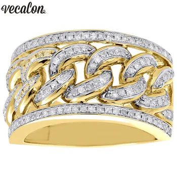 

Vecalon Fashion Hiphop Rock Ring Mirco pave 5A Zircon Cz 925 Sterling Silver Anniversary Party Band rings for women men Jewelry