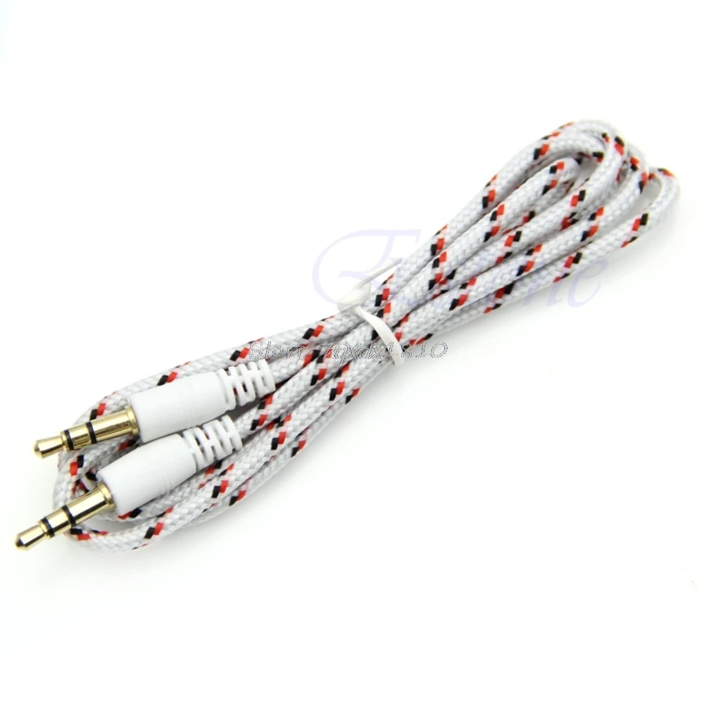 

3.5mm Aux Male Stereo Phone Audio Woven Fabric Braided Cable For Pc Ipod Phone Z07 Drop ship