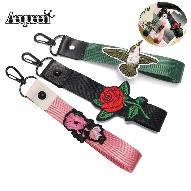 

AEQUEEN 16CM Bag Strap Flower Embroidery Bag Belt Purse Strap Short Handle Cute Bird DIY Detachable Replacement Bag Bands