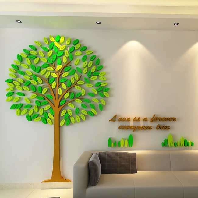 

Creative DIY Cartoon tree 3D crystal Acrylic wall stickers for Kids Rooms living room sofe TV background Home decor