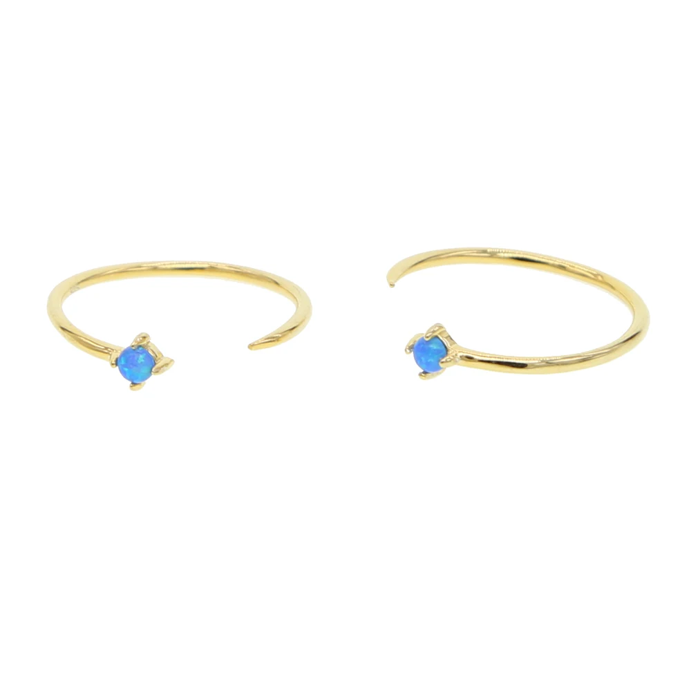 

Minimal dainty blue opal ring 925 sterling silver vermeil delicate thin band open knuckle midi finger rings