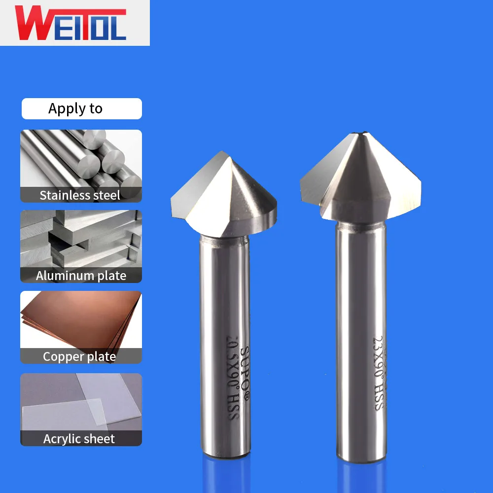 Weitol 1 флейта/3 флейты фаски биты 90 градусов фрезы для резки нержавеющая сталь