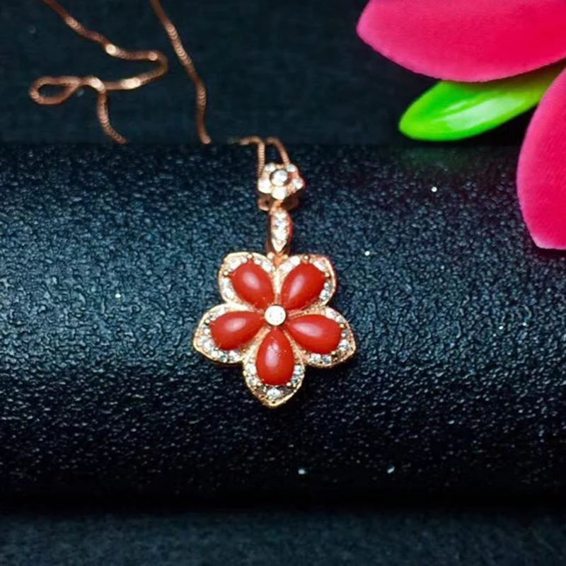 Vintage red coral pendant for party 5 pieces 4 mm * 6 mm natural preciouse coral pendant solid 925 sterling silver coral jewelry