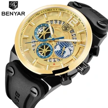Relogio Masculino BENYAR Fashion Gold Chronograph Sport Watch Mens Top Brand Luxury Date Quartz Wrist Watches Clock Man Reloj relogio masculino benyar fashion gold chronograph sport watch mens top brand luxury date quartz wrist watches clock man reloj
