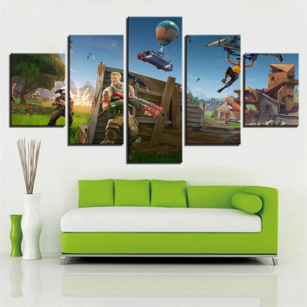 

5 Piece Fortnight Battle Royale Game Poster Paintings on Canvas Fort Cartoon Nite Wall Pictures for Living Room Decor Wholesale