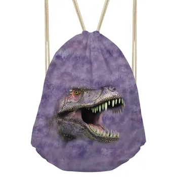 

ThiKin Cool 3D Dinosaur Drawstring Bag for Women Men Printing Travel Softback Mini School Girls Backpack String Beach Bag