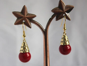 

Bridal jewelry free shipping hot selllady's noble high quality + 12mm red pearl bead hook earring