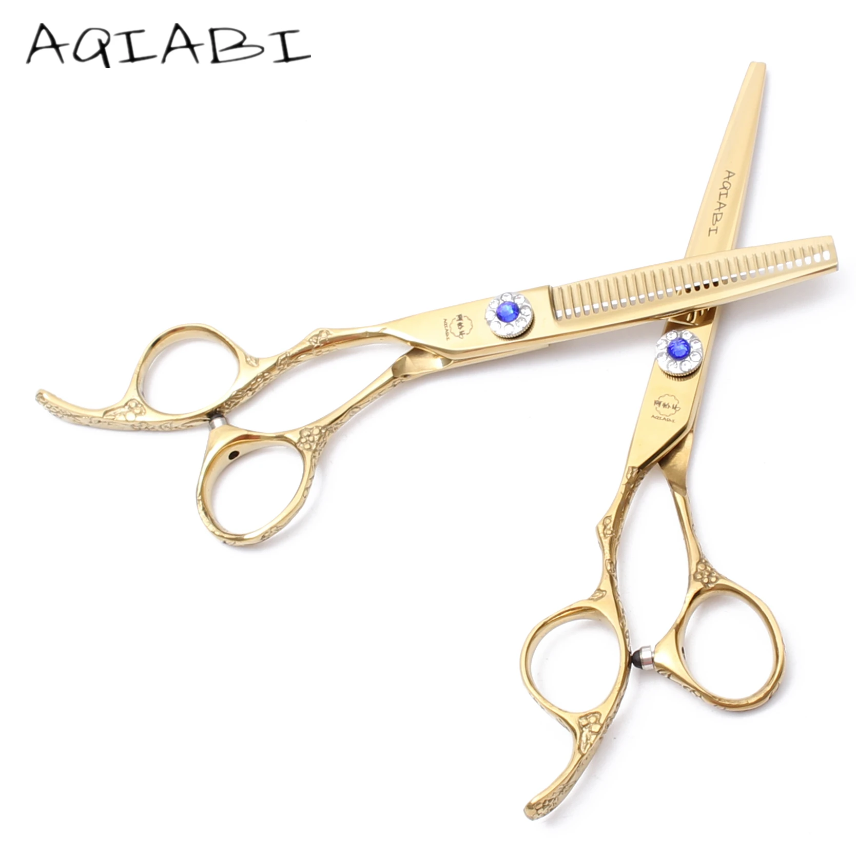 

2Pcs 5.5'' 16cm Japan Kasho Best 440C Black Professional Human Hair Scissors Hairdressing Cutting Shears Thinning Scissors H1004