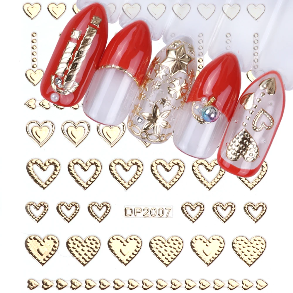 

1PC 3D Beauty Nail Sticker Gold Metallic Art Adhesive Decal Tips Shiny Geometric Flower Jewelry Design Manicure SADP2001-2012