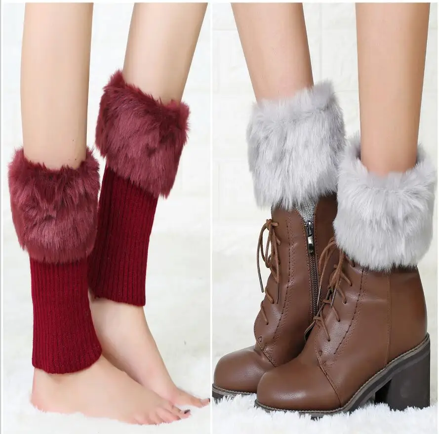 

Winter new short crocheted warm sleeves women's knitted wool leggings