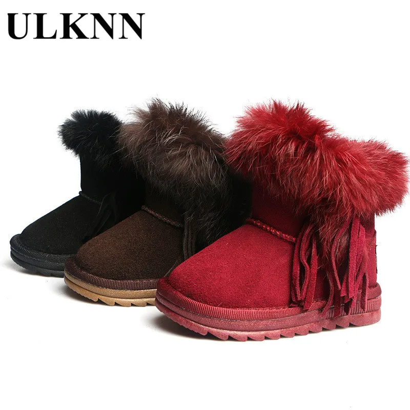 

ULKNN Toddler Snow Boots For Boys Winter Shoes Fringe Casual Shoe Girls Princess Boots 2018 Kids Warm Boot Plush Children Velvet