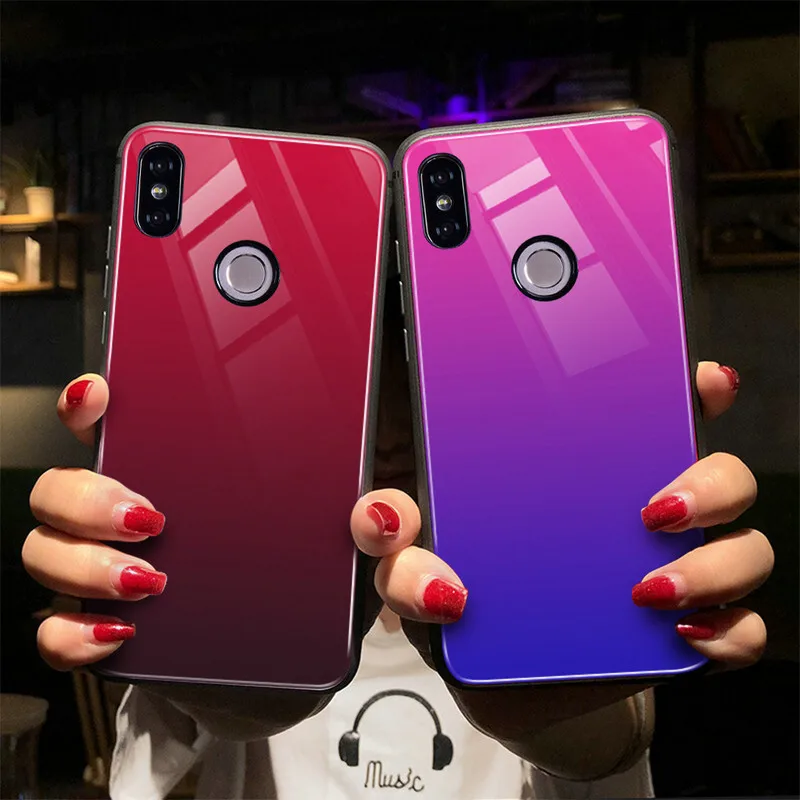 Градиентный цветной чехол из закаленного стекла для Xiaomi 9 SE 8 Lite Redmi Note 7 6 |