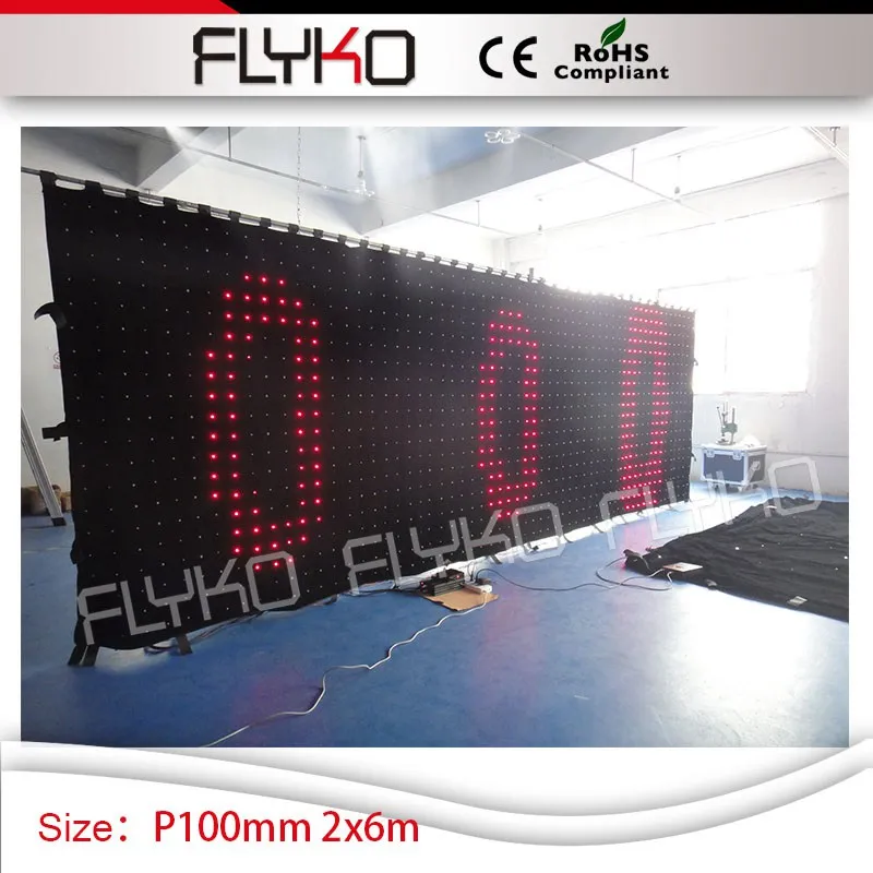 

writing text video display full color bar nightclub supplies P100mm 2mx6m led display screen xxx video curtain