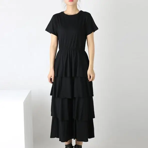 Летнее женское модное винтажное платье с коротким рукавом и оборками повседневное приталенное платье до середины икры a-lien